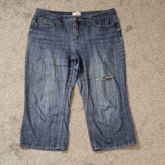 VENEZIA Blue Denim Mid-Rise Straight Leg Jean Capris; Size 18 - Picture 1 of 4